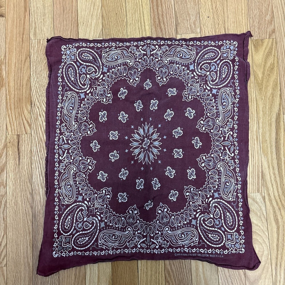 Vintage Hav-A-Hank Burgundy Paisley Bandana Handkerchief Cotton USA